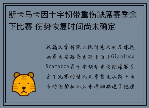 斯卡马卡因十字韧带重伤缺席赛季余下比赛 伤势恢复时间尚未确定